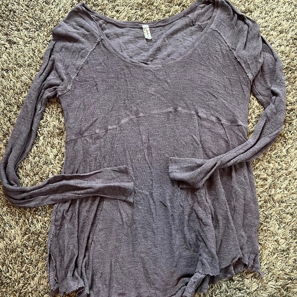 Free People women's super scoop tunic style long sleeve top size small mauve - Picture 1 of 5